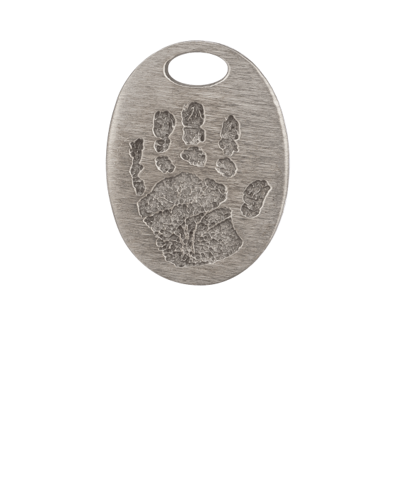 Oval Bronze Handprint Keepsake Pendant